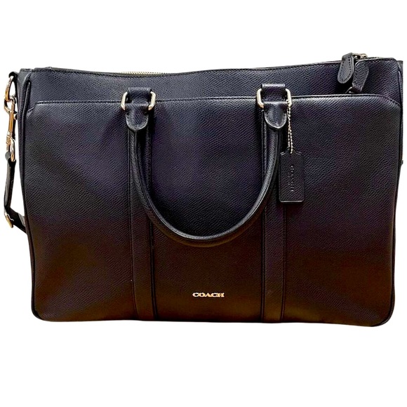 Coach Metropolitan Perry Blue Leather Laptop Bag Large - Picture 3 of 16